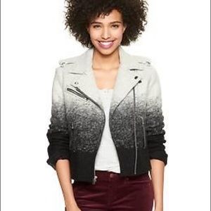 Gap ombré wool black & white moto jacket